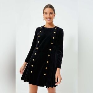 NWT Tuckernuck Black Velvet Whitney Dress Gold Buttons Size XS Holiday Christmas